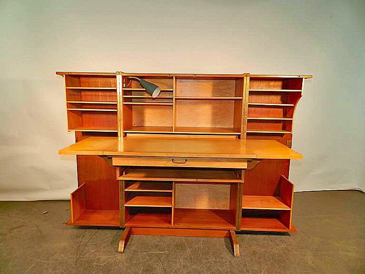 Compact Home Office Desk Interireur Sycomore Circa 1950/1960