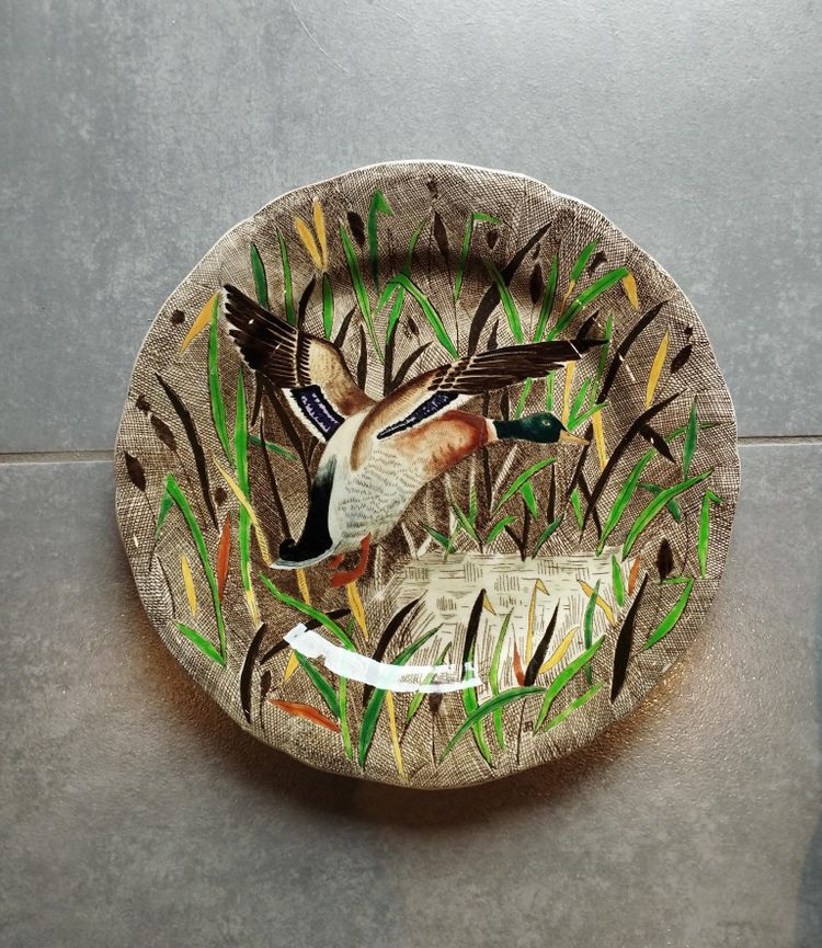 Large Gien earthenware plate model Rambouillet by J. Bertholle