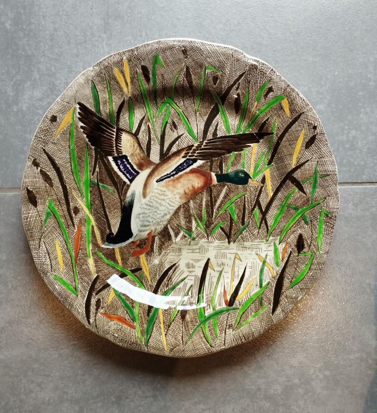 Large Gien earthenware plate model Rambouillet by J. Bertholle