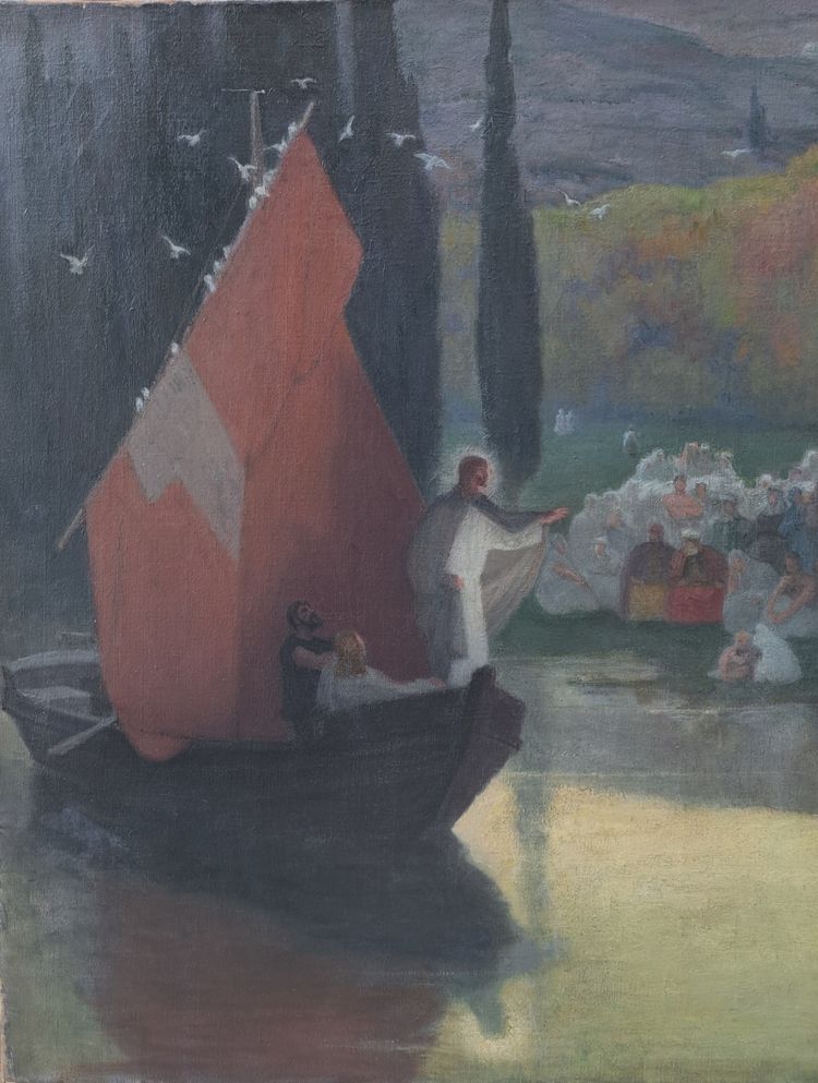 Louis Roger (1874-1953), La Prédication Au Bord Du Lac De Tibériade, Grand Prix De Rome 1899
