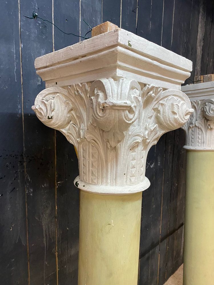 Pair of Antique Patinated Plaster Columns From A Theater Circa 1880