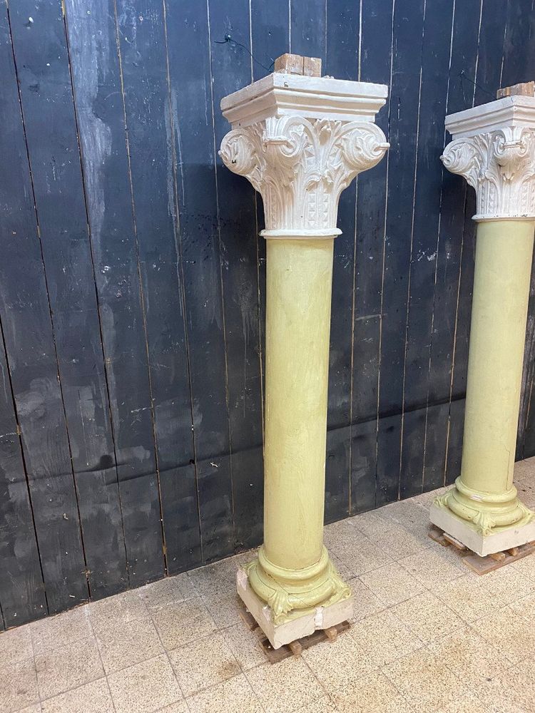 Pair of Antique Patinated Plaster Columns From A Theater Circa 1880