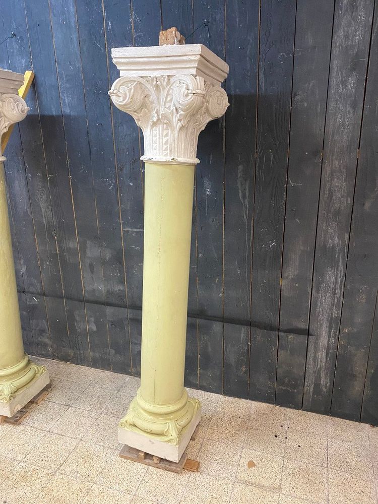 Pair of Antique Patinated Plaster Columns From A Theater Circa 1880