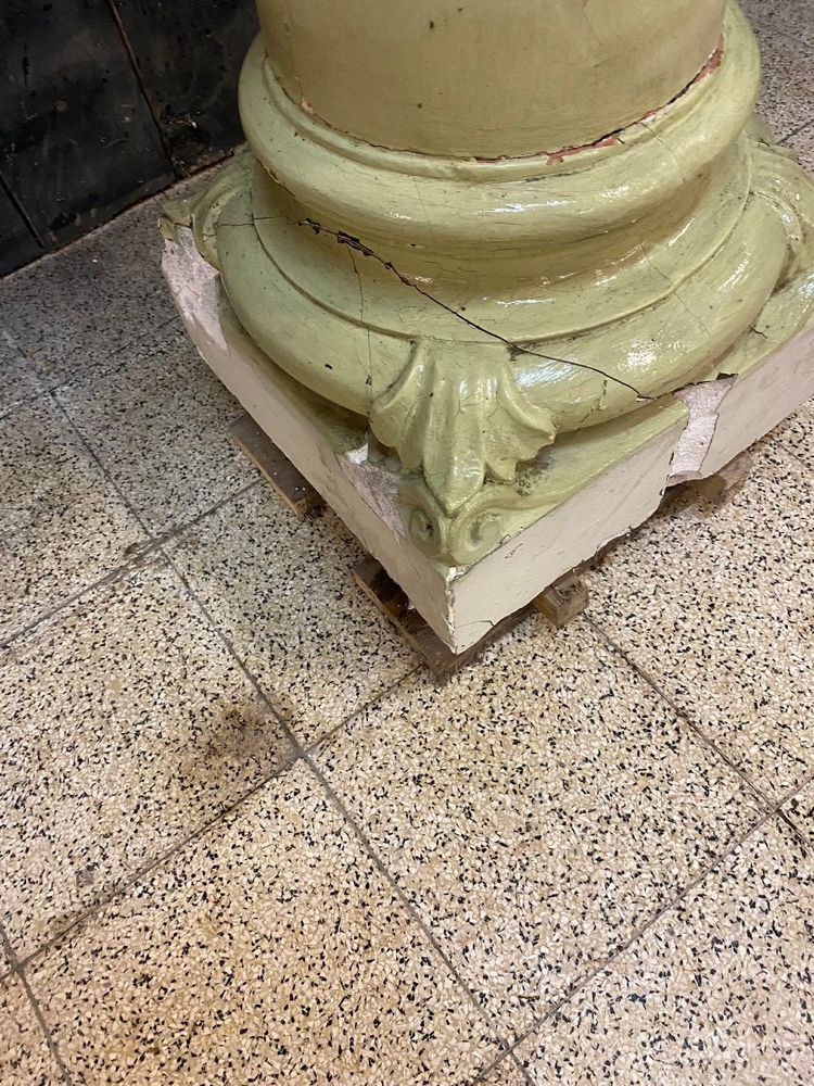 Pair of Antique Patinated Plaster Columns From A Theater Circa 1880
