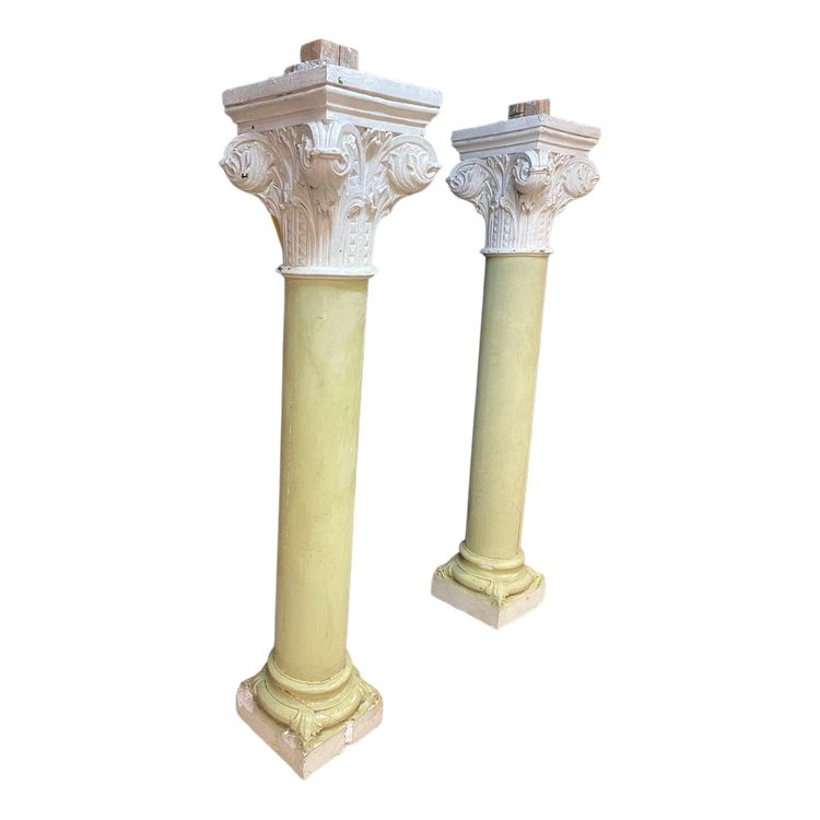 Pair of Antique Patinated Plaster Columns From A Theater Circa 1880