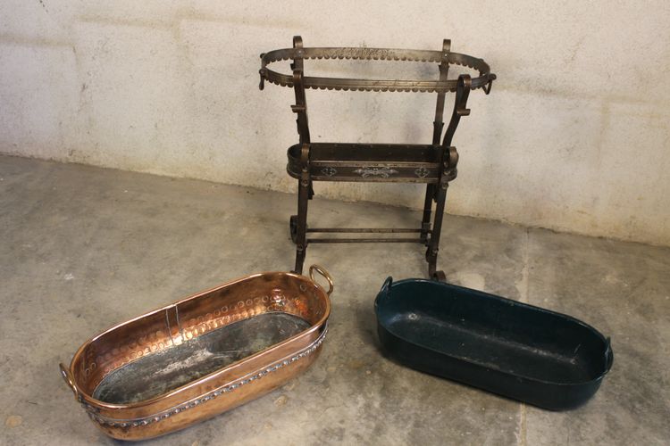 Large planter in copper and wrought iron in the Haute Epoque early 20th century style