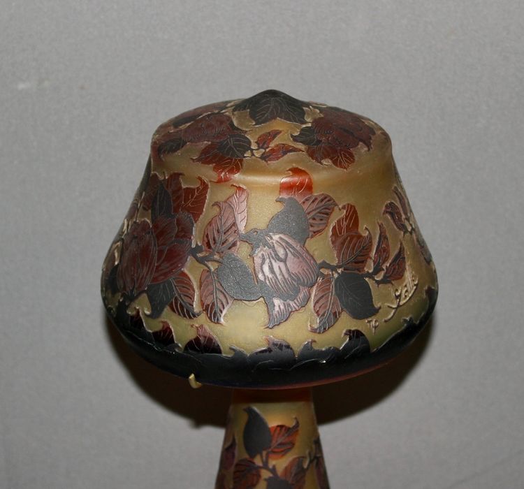 Pâte De Verre Gallé Tip Mushroom Lamp