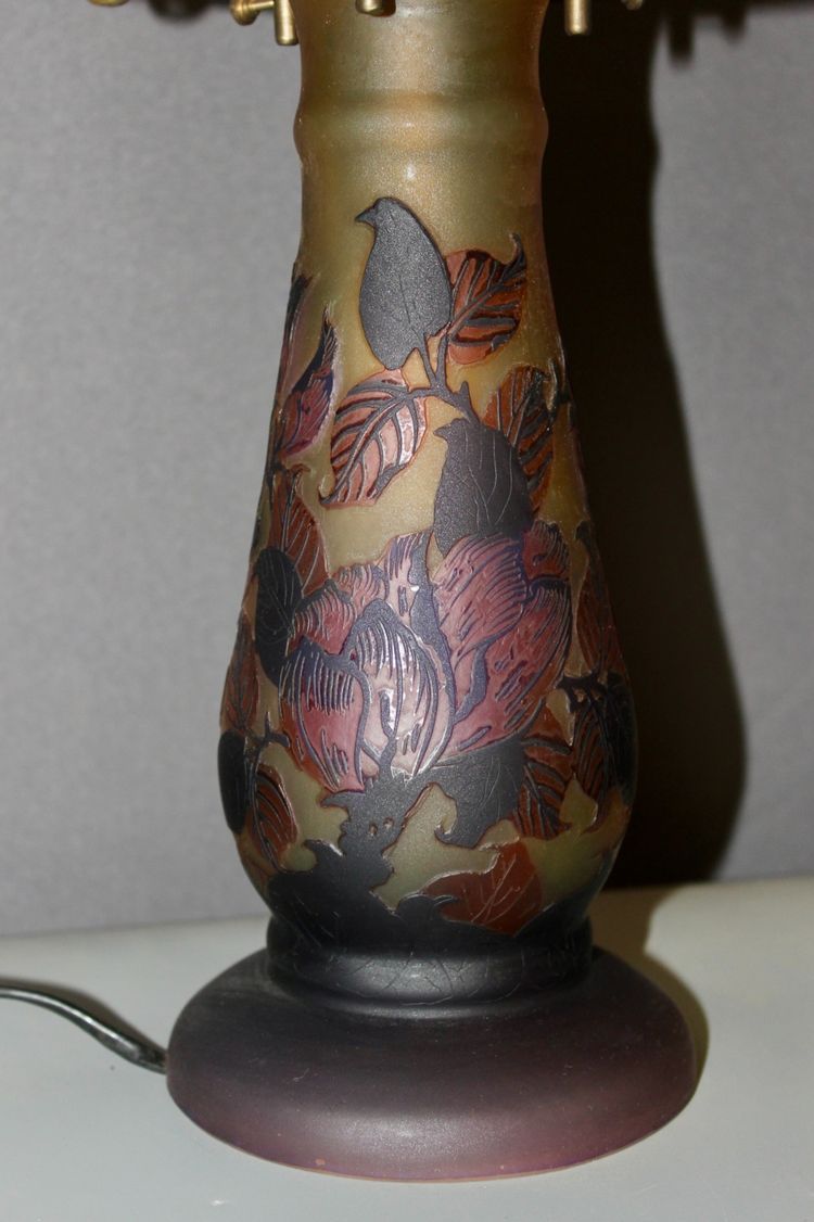 Pâte De Verre Gallé Tip Mushroom Lamp
