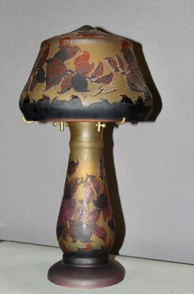 Pâte De Verre Gallé Tip Mushroom Lamp