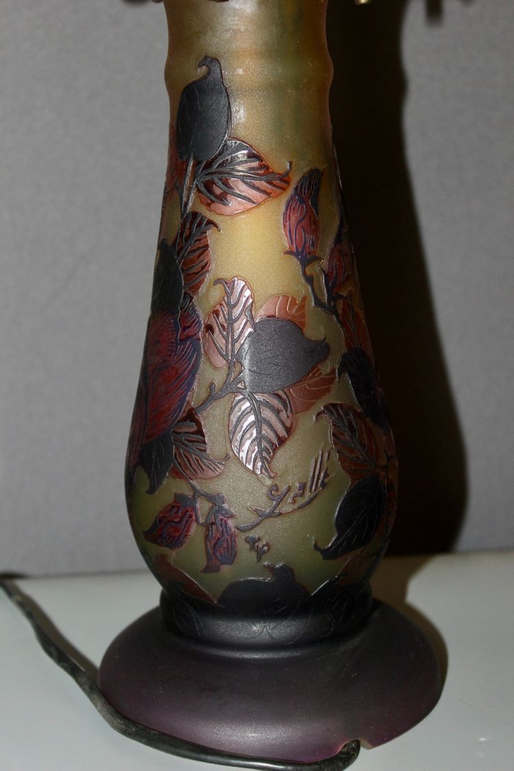 Pâte De Verre Gallé Tip Mushroom Lamp