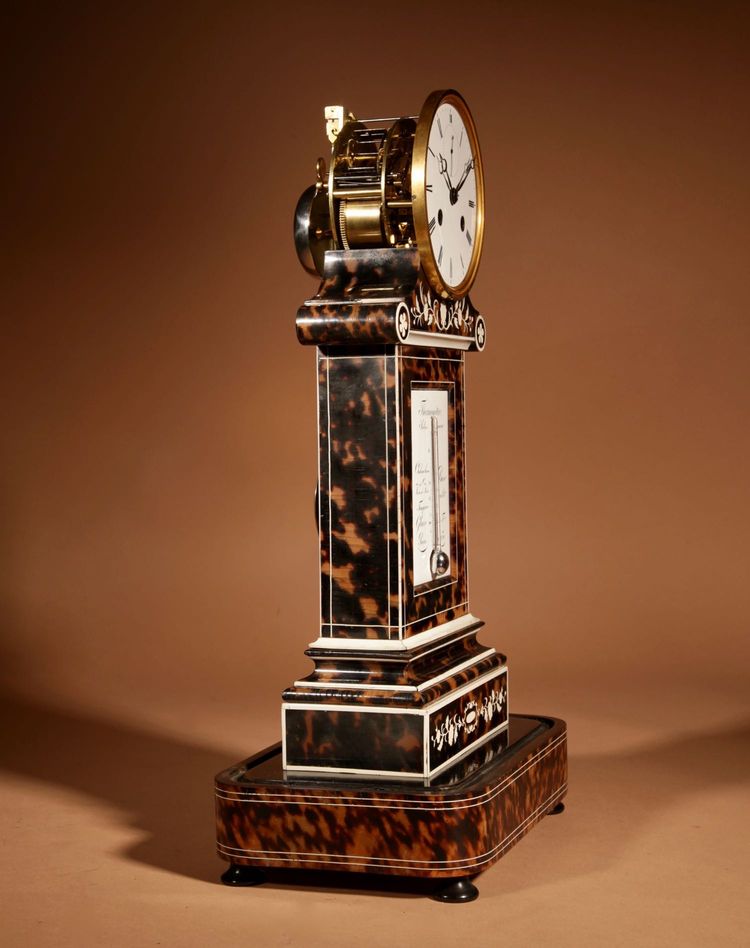 Magnifique et rare pendule de cheminée française avec thermomètre, vers 1870.