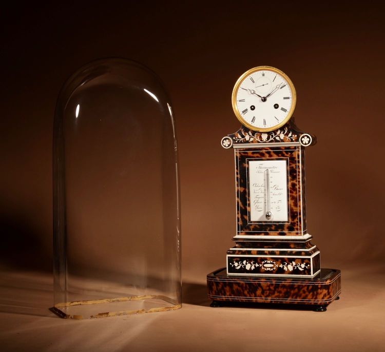 Magnifique et rare pendule de cheminée française avec thermomètre, vers 1870.