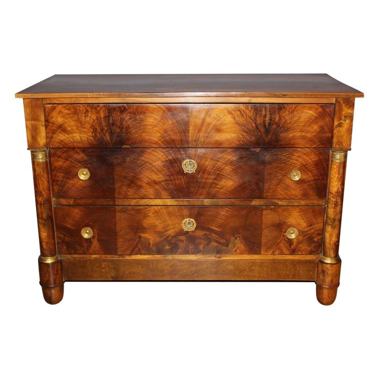 Commode Empire en noyer fin XIX