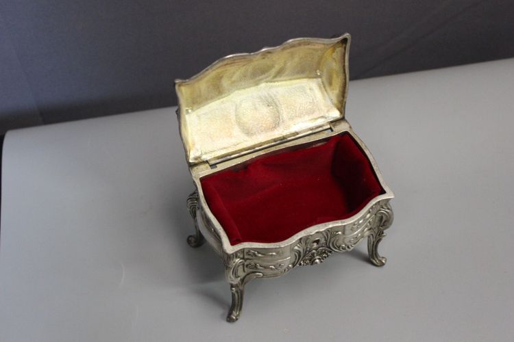 Silver Metal Jewelry Box Imitating A Desk