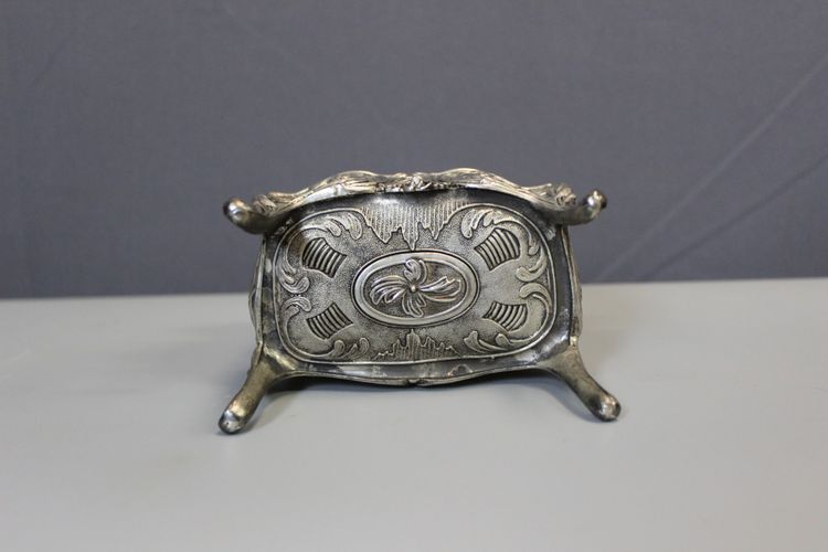 Silver Metal Jewelry Box Imitating A Desk