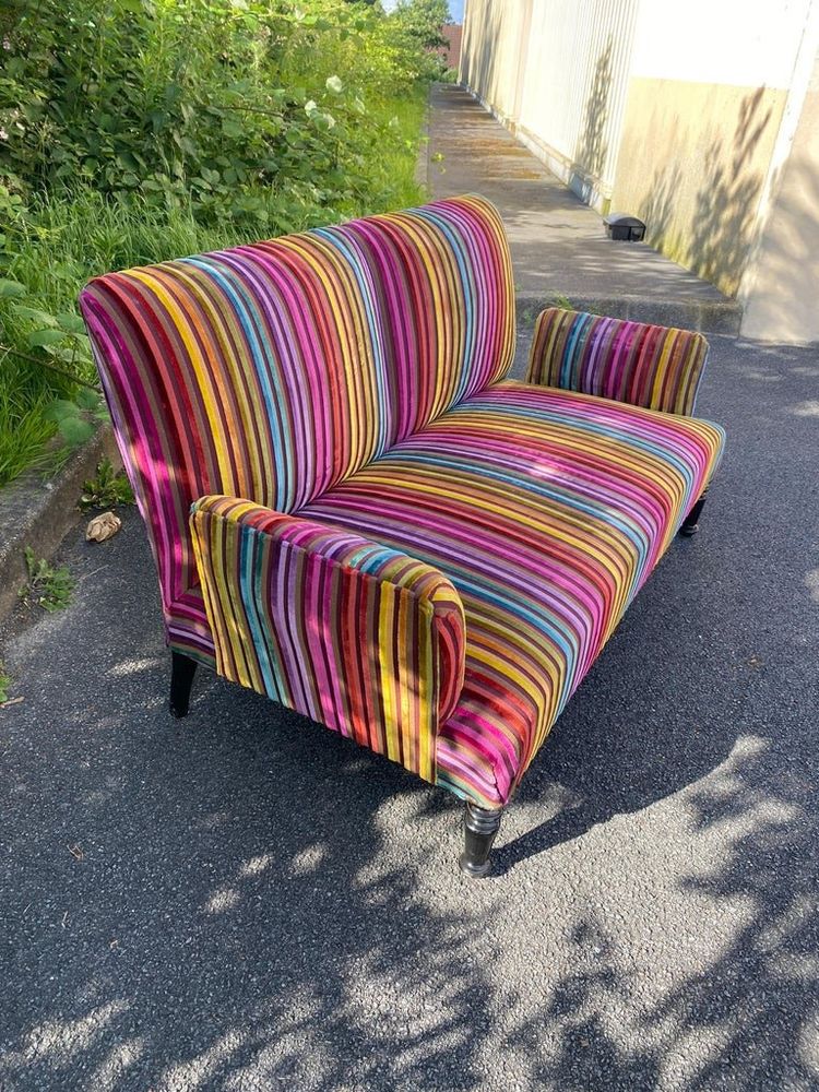 Sofa Napoleon 3 , Restauriert, Velours Mehrfarbig