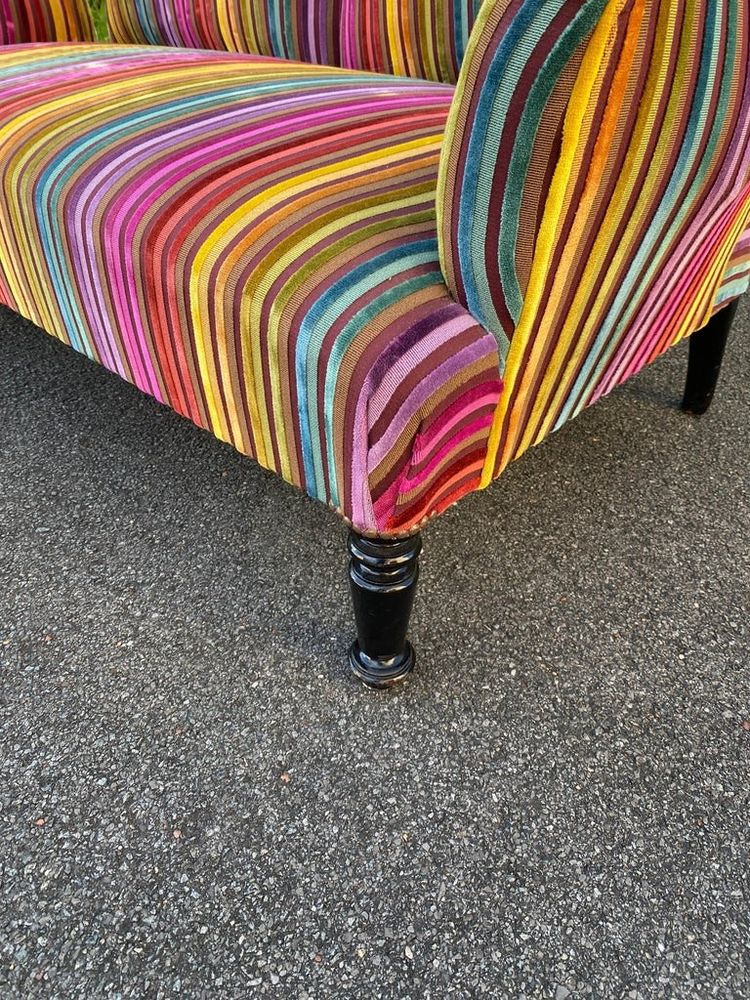 Sofa Napoleon 3 , Restauriert, Velours Mehrfarbig
