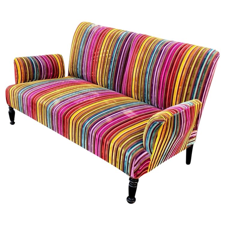 Sofa Napoleon 3 , Restauriert, Velours Mehrfarbig