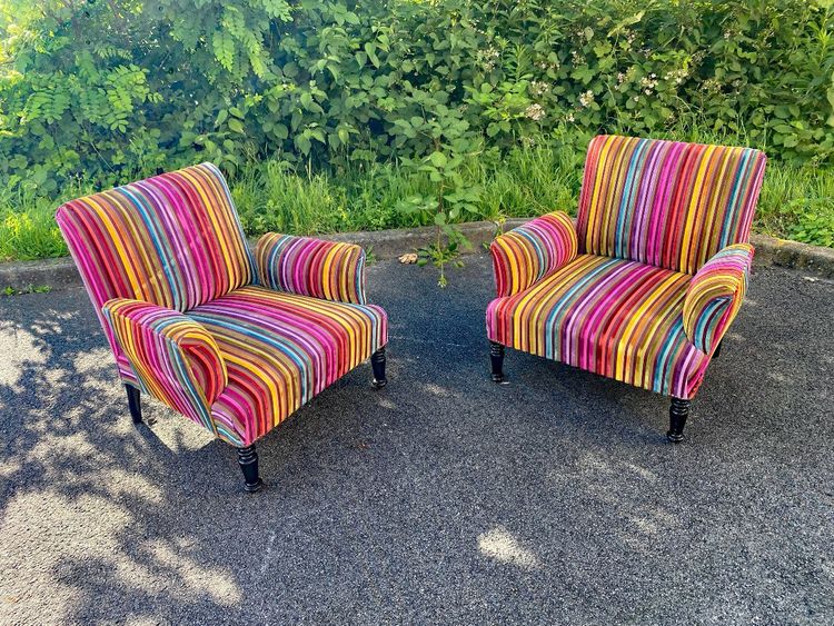 Paar Sessel Napoleon III , Restauriert Velours Mehrere Farben