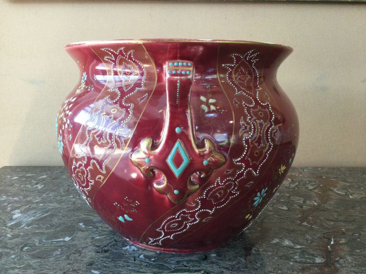 A large CHOISY-LE -ROI earthenware planter in glazed and enamelled earthenware