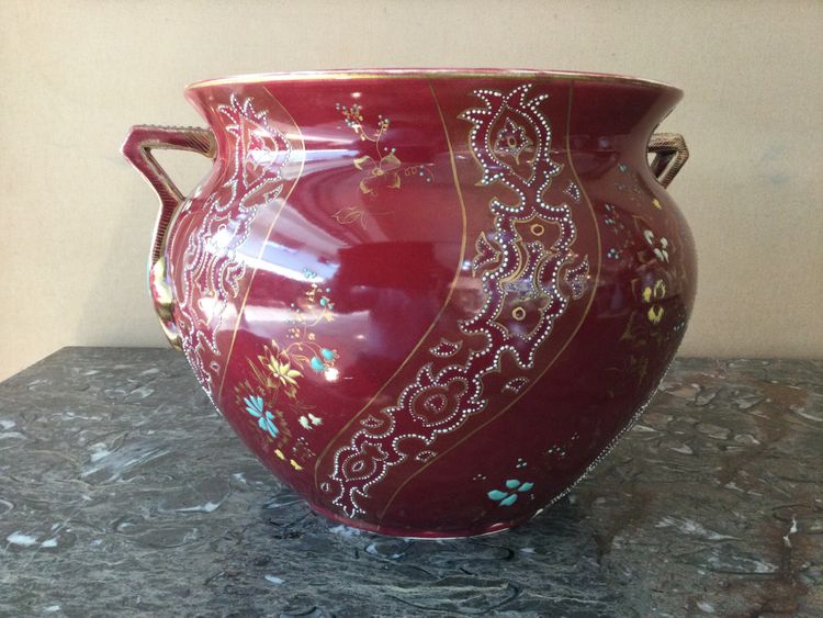 A large CHOISY-LE -ROI earthenware planter in glazed and enamelled earthenware