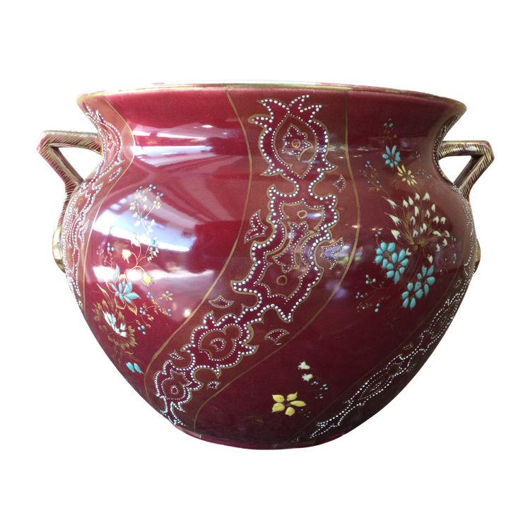 A large CHOISY-LE -ROI earthenware planter in glazed and enamelled earthenware