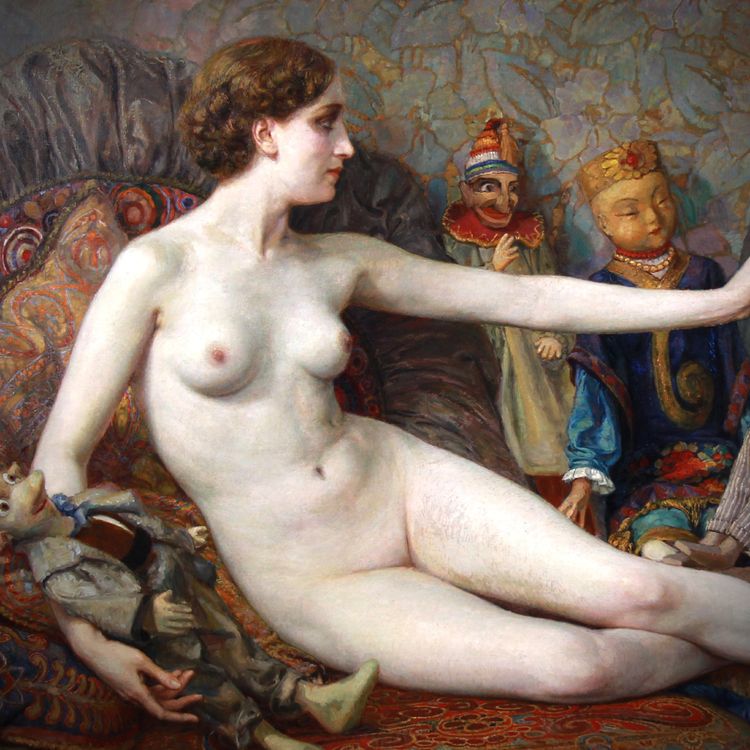 Nudo Olio su tela "odalisca Aux Pantins" Di Georges Brasseur 1930