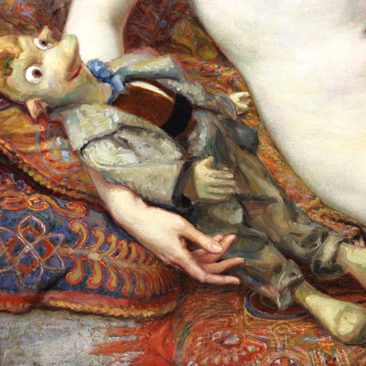 Nudo Olio su tela "odalisca Aux Pantins" Di Georges Brasseur 1930