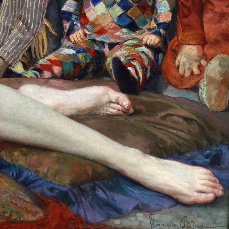 Nudo Olio su tela "odalisca Aux Pantins" Di Georges Brasseur 1930