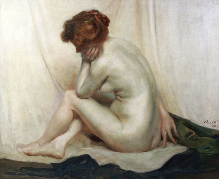 Nu à l'huile sur toile Impressionniste signé Victor Regnart daté 1909