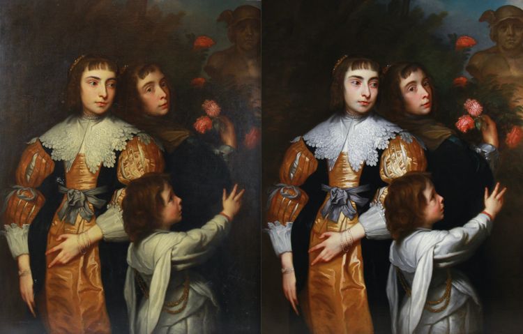 Pittura a olio su tela Ritratto di famiglia dopo Sir Anthony Van Dyck