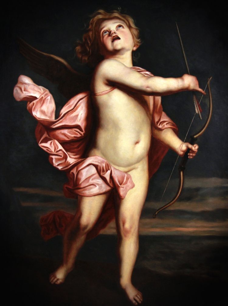 Peinture à l'huile sur toile "Cupidon" circa 1900 d'après Anthony van Dyck