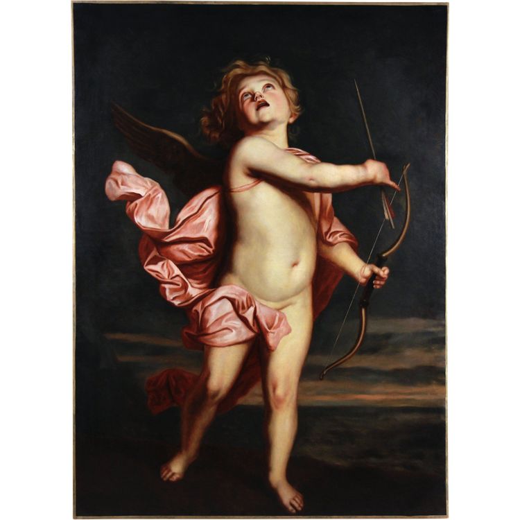 Peinture à l'huile sur toile "Cupidon" circa 1900 d'après Anthony van Dyck