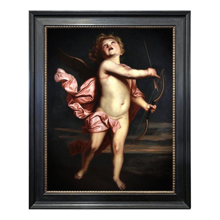 Peinture à l'huile sur toile "Cupidon" circa 1900 d'après Anthony van Dyck