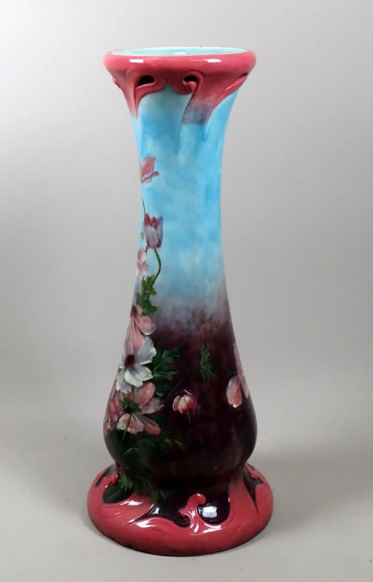 Delphin Massier (1836-1907) Ceramic Column Circa 1900, Signed