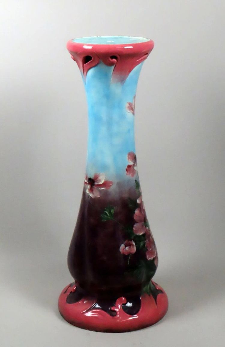 Delphin Massier (1836-1907) Ceramic Column Circa 1900, Signed