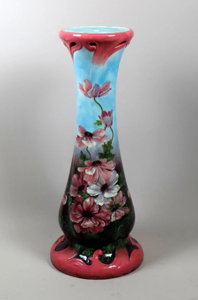 Delphin Massier (1836-1907) Ceramic Column Circa 1900, Signed