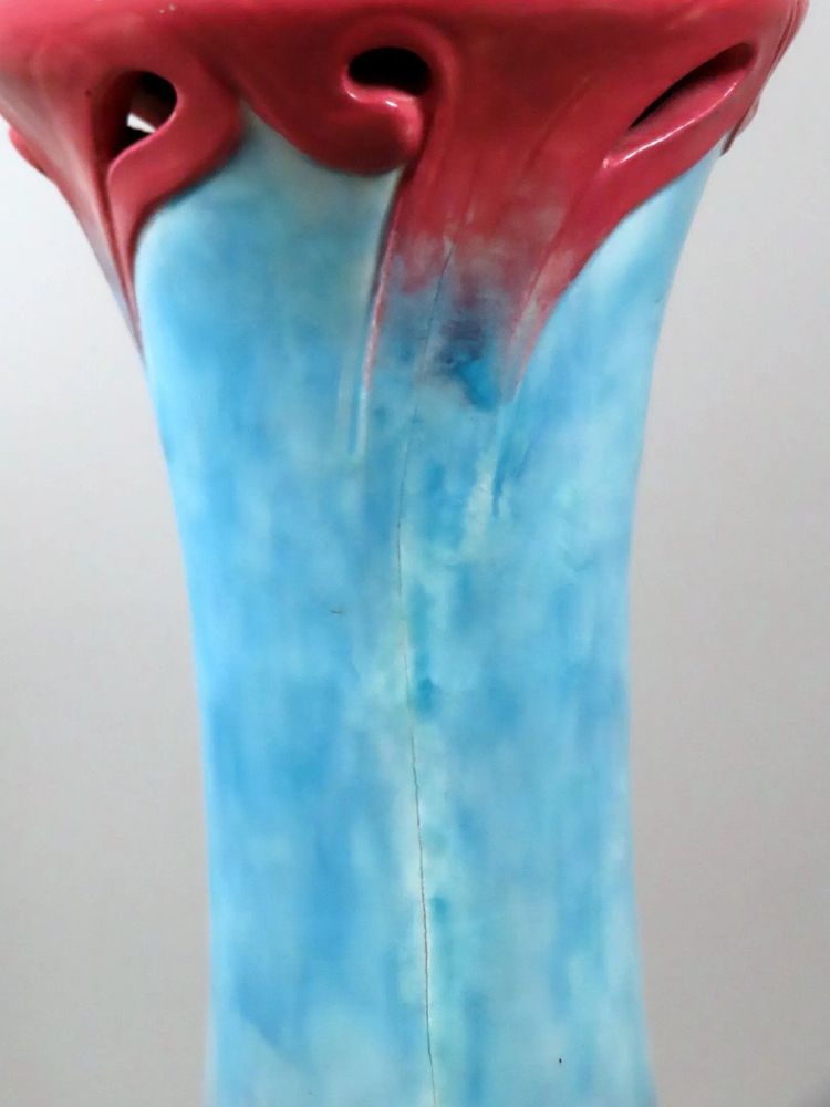 Delphin Massier (1836-1907) Ceramic Column Circa 1900, Signed