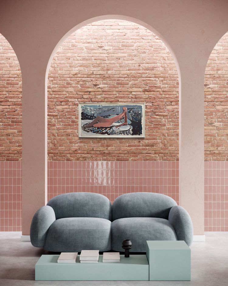 Nudo allungato rosa e grigio.