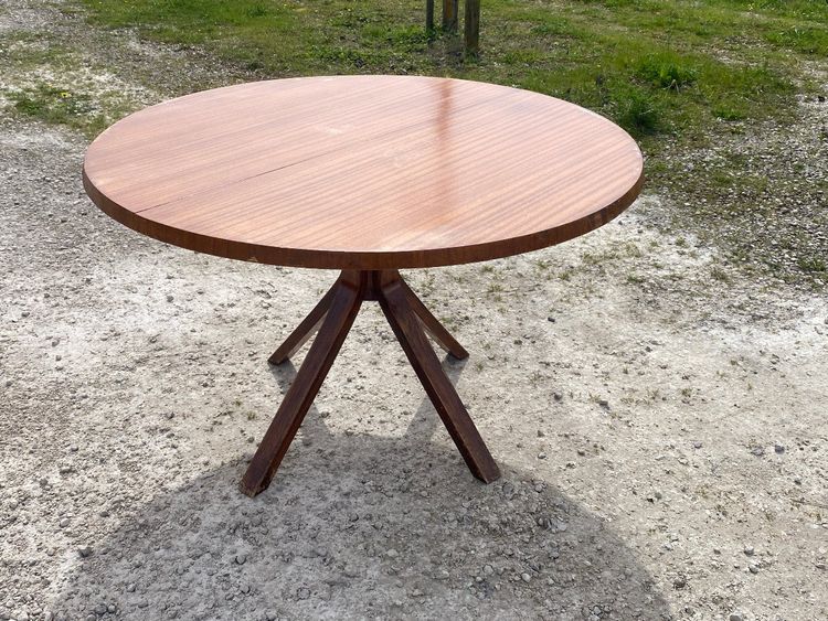 Joseph Andre Motte, Rare Thermoformed Cruciform Base Table, Charron Edition, Circa 1950