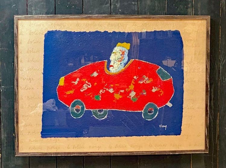 Daniel Viene ( 1955-2013) " Le Bolide Rouge" Mixed Technique Signé