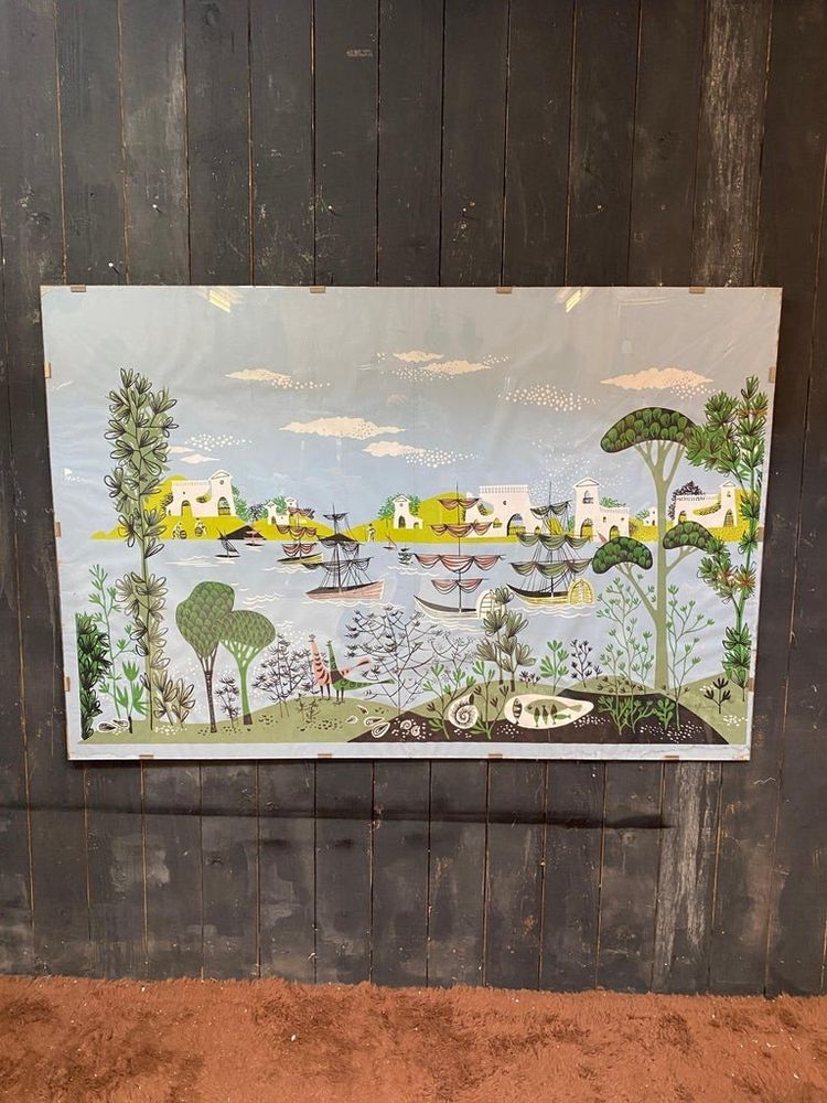 René Fumeron: Acrylic on Paper, Tapestry Design. Signed.