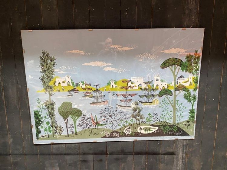 René Fumeron: Acrylic on Paper, Tapestry Design. Signed.