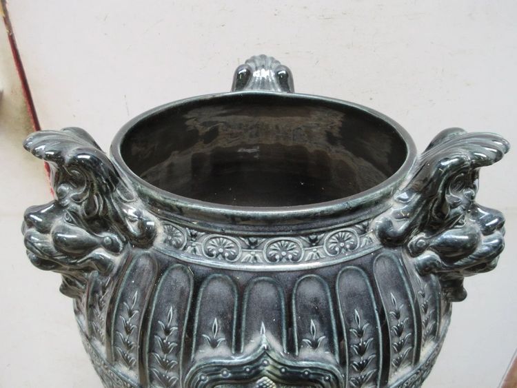 Complete 1900, Ceramic Column and its Cachepot,