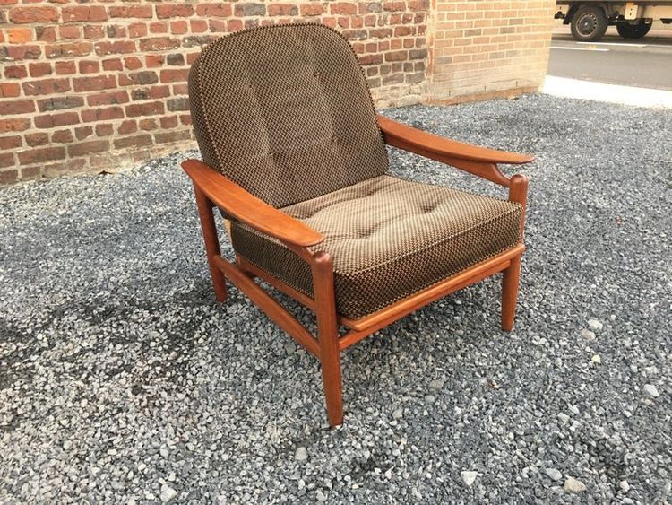 Salon Scandinave En Teck Comportant Une Banquette Et Deux Fauteuils Circa 1970