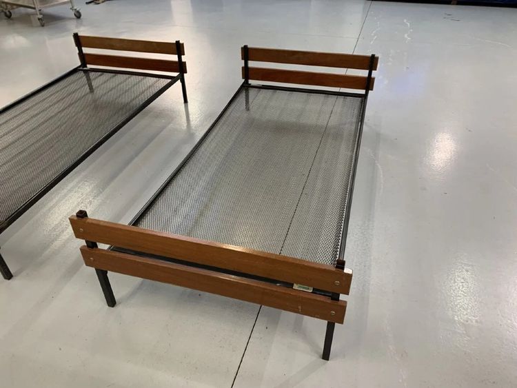 Pair Of Teak And Metal "Reconstruction" Beds Circa 1950/1960