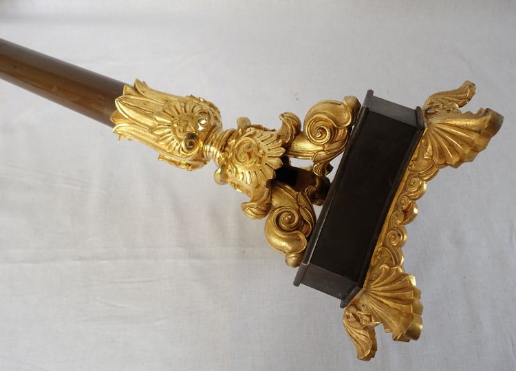 Pair of 6-light gilt bronze and patinated candelabra, Restoration - Empire style - 1830