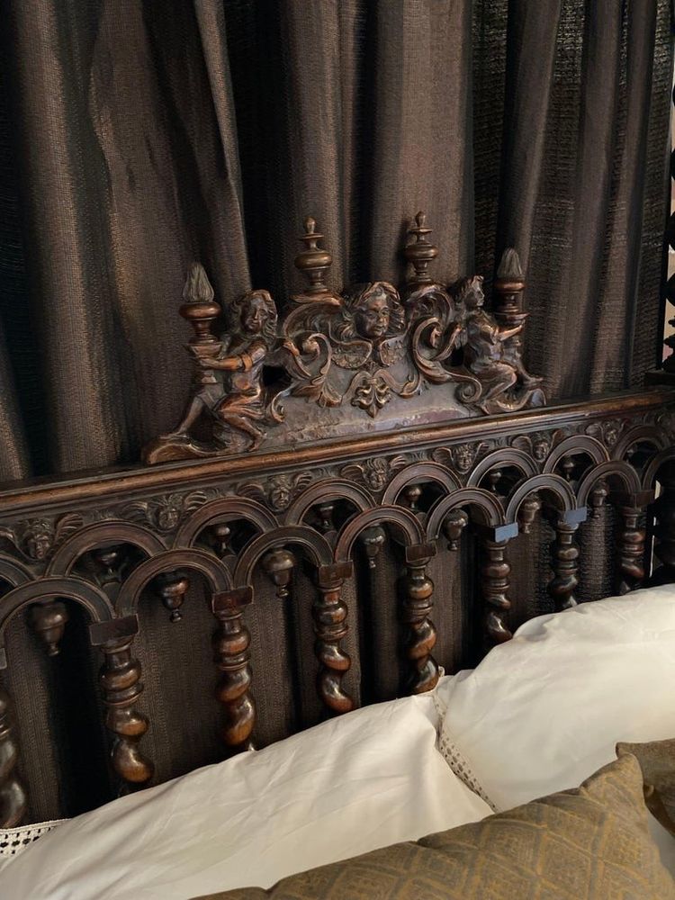 Louis XIII-Style Canopy Bed, 19th Century, Fully Restored
