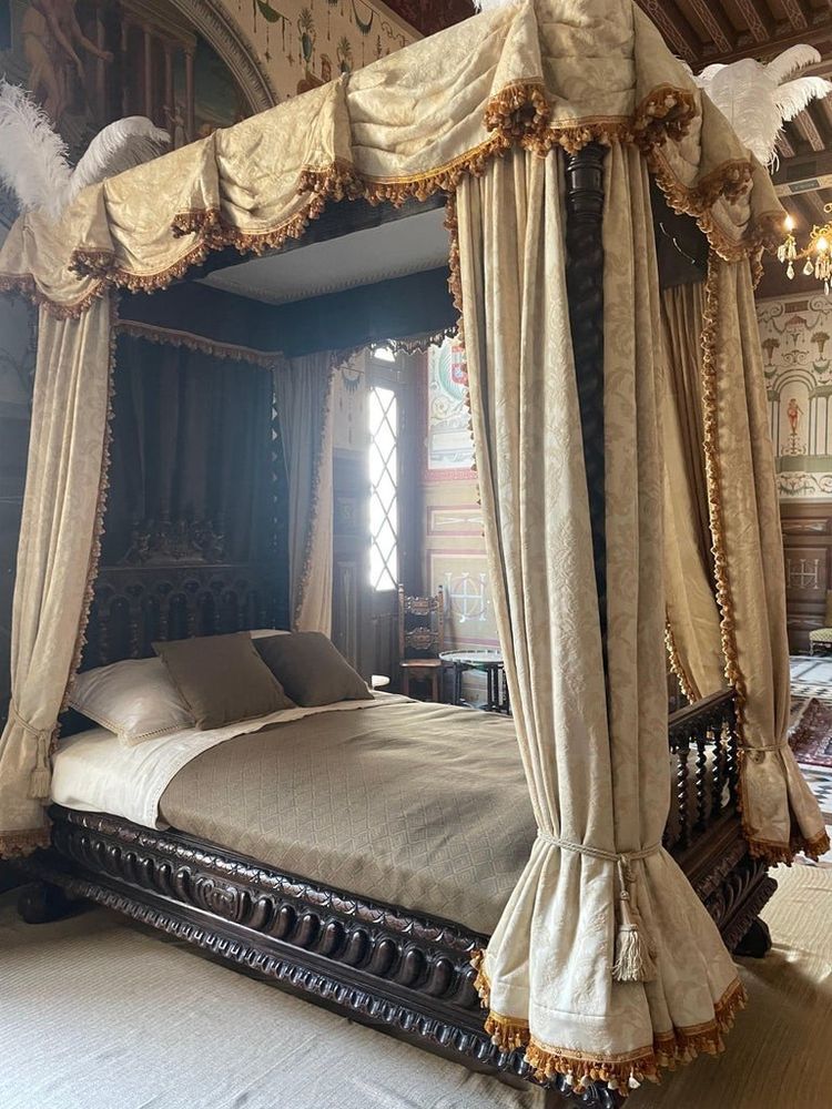Louis XIII-Style Canopy Bed, 19th Century, Fully Restored