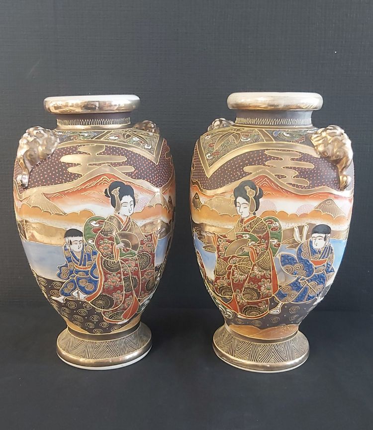 Pair of late 19th century Satsuma vases